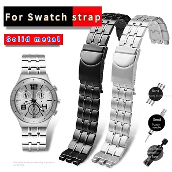 Высококачественный новый стиль для мужских часов Swatch из черной стали, металлический ремешок YVS451 YVS435 YCS443G, аксессуары для ремешка для часов 19 мм 21 мм